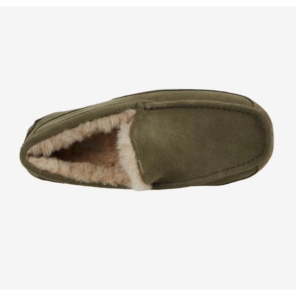 Ugg Size 11 Slipper Ascot Tan Brown Suede Leather Shearling Lining Slip On Men’s - Picture 1 of 13